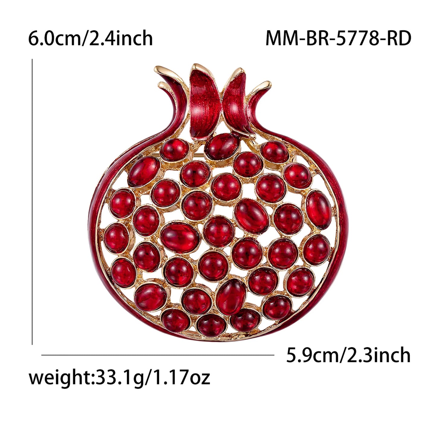 Beaut&Berry Luxury Enamel Openwork Pomegranate Brooches for Women Unisex Fruit Pins Casual Party Jewelry Accessories Gifts