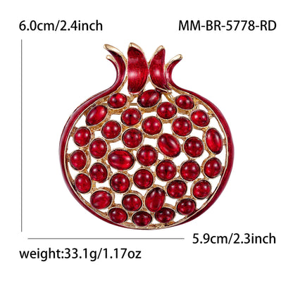 Beaut&Berry Luxury Enamel Openwork Pomegranate Brooches for Women Unisex Fruit Pins Casual Party Jewelry Accessories Gifts