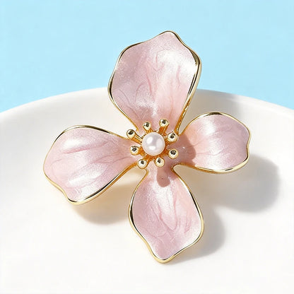 Wuli&baby Pretty Flower Collar Pins For Women 2-color Enamel Plants Office Casual Brooch Pins Fashion Jewelry Gifts