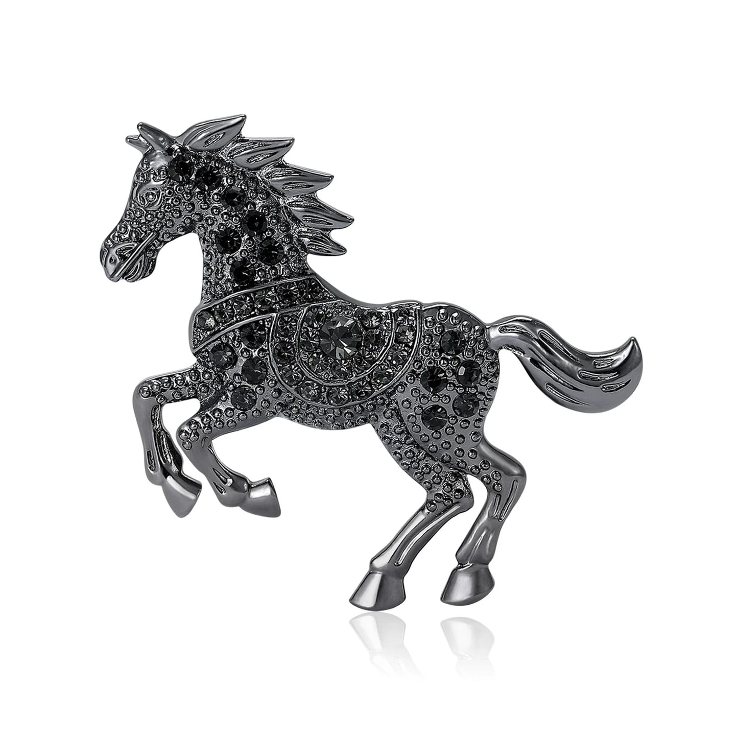 Beaut&Berry Classic Rhinestone Horse Brooches for Women Zodiac Animal Lapel Pins Casual Party Accessories New Year Gifts Friends