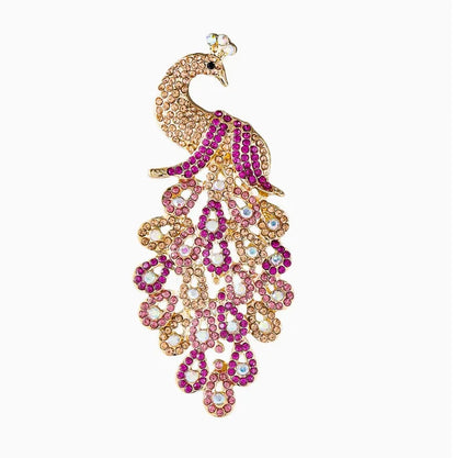 Exquisite Colorful Peacock Rhinestone Brooch Animal Lapel Pin Suit Coat Dress Fashion Jewelry Accessories Gifts