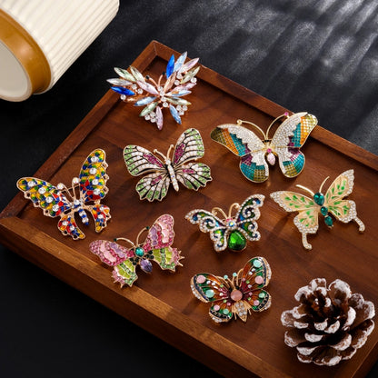 UILZ Colorful Butterfly Designer Zircon Brooch Women Shiny Crystal Lapel Pin Luxurious Clothing Jewelry Accessories
