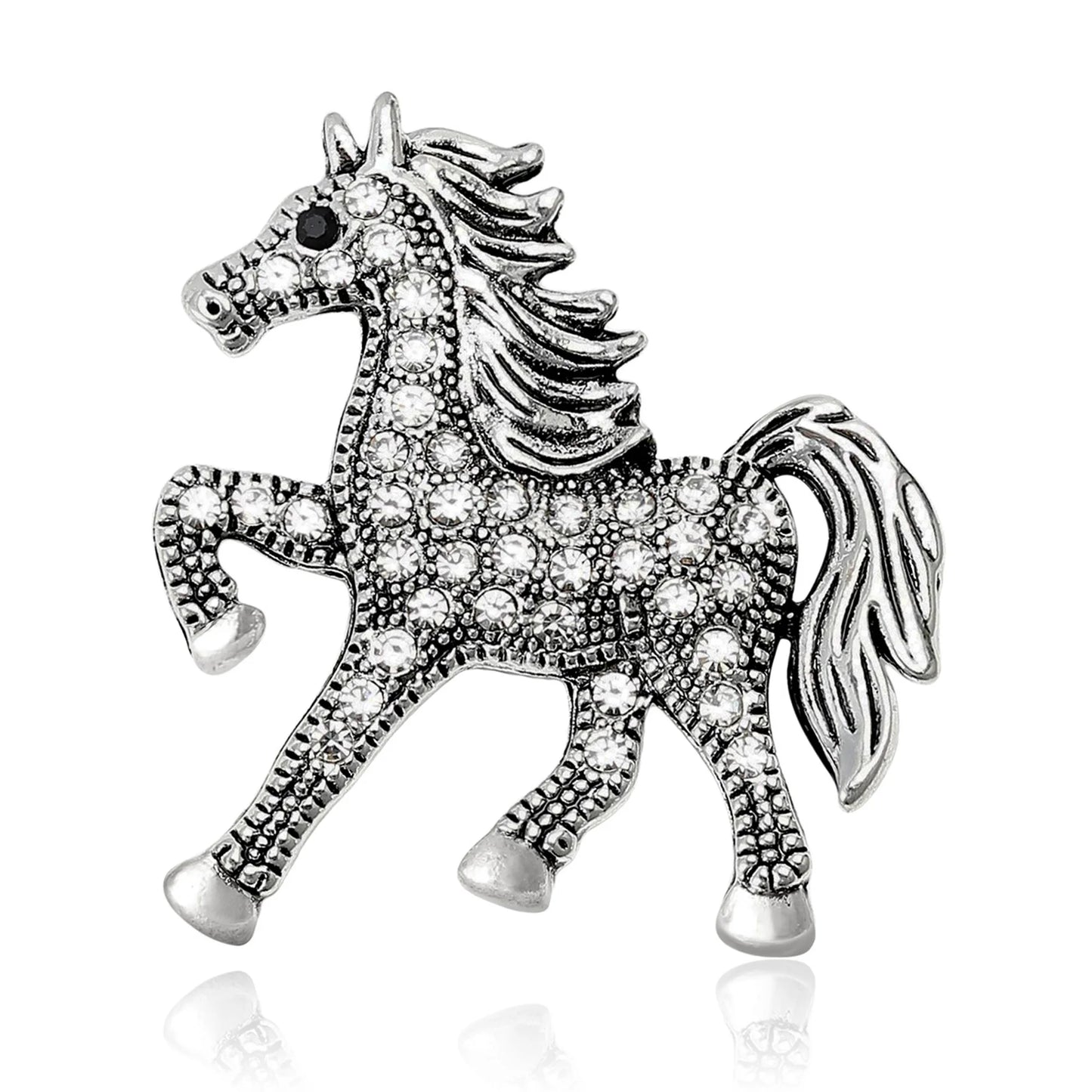 Beaut&Berry Classic Rhinestone Horse Brooches for Women Zodiac Animal Lapel Pins Casual Party Accessories New Year Gifts Friends