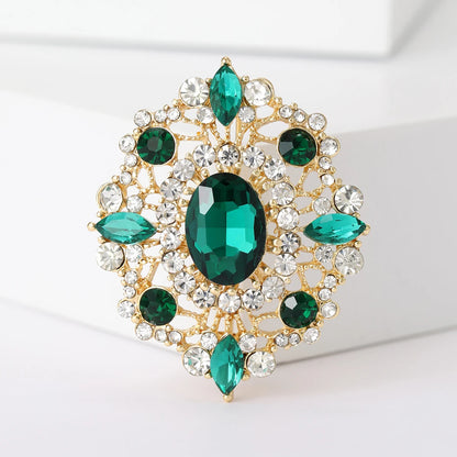 Rhinestone Flower Brooches for Women Unisex Trendy Multicoloured Crystal Glasses Pin Office Party Friend Gifts Accessories
