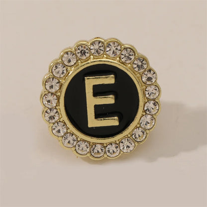 26 English Initials A-Z Brooches Classic Full Around Crystal Golden Alphabet Pins For Women Men Girls Clothes Bag Jewelry Gift
