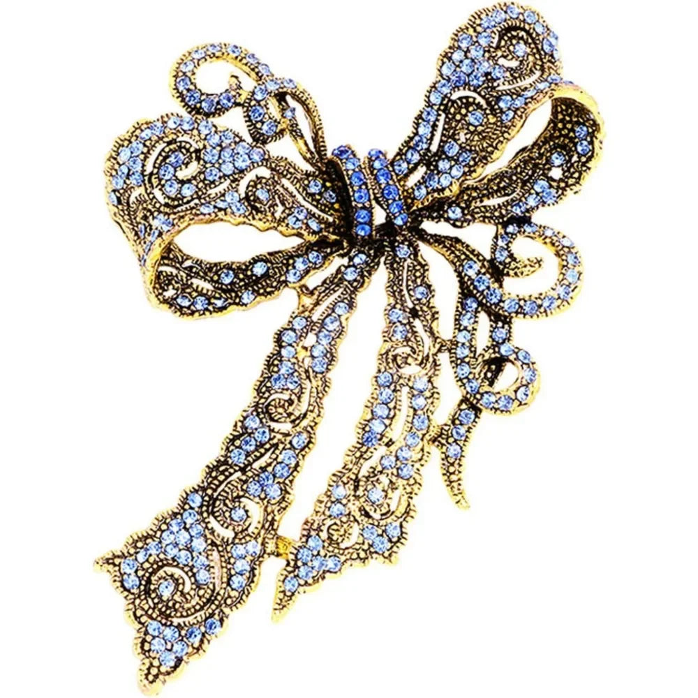 Baroque Luxury Rhinestone Bow Design Brooch，Unisex, Couple's Accessories, Party Favors，Suit Coat Skirt Decoration，Enhance Charm