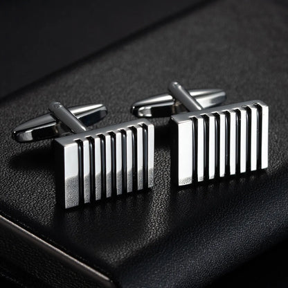 Round Cufflinks Mens For Business Shirt Wedding Party Men Cufflink Solid Cloth Rectangle Stripe Cuff links Accessories Wholesale