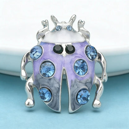Wuli&baby Lovely Enamel Beetle Brooches For Women Unisex Alloy Blue Rhinestone Insects Party Casual Brooch Pins Gifts