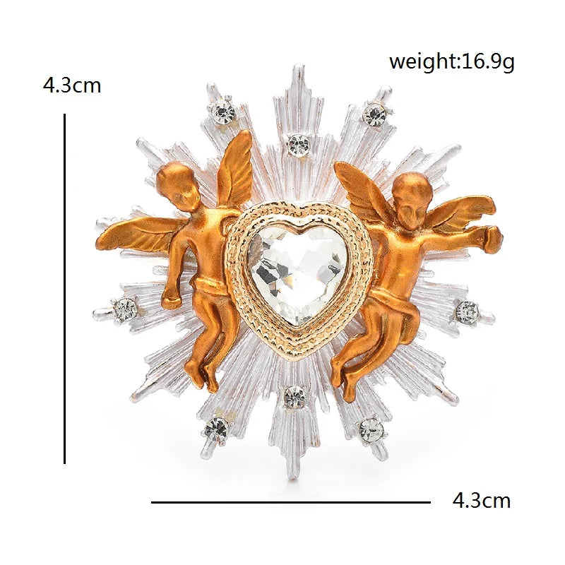 Wuli&baby Lovely Angels Heart Brooches For Women Men Enamel Beautiful Children Love Party Office Brooch Pins Gifts