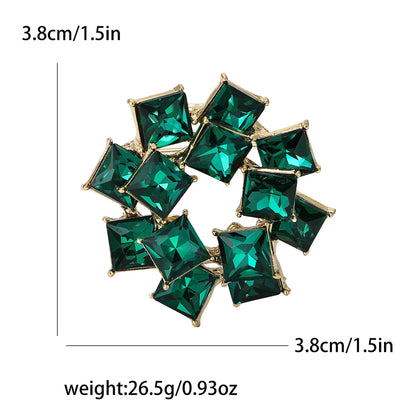 Beaut&Berry Vintage Double Layer Crystal Glass Brooches for Women Rhinestone Pins Friends Party Gifts Jewellery Accessories