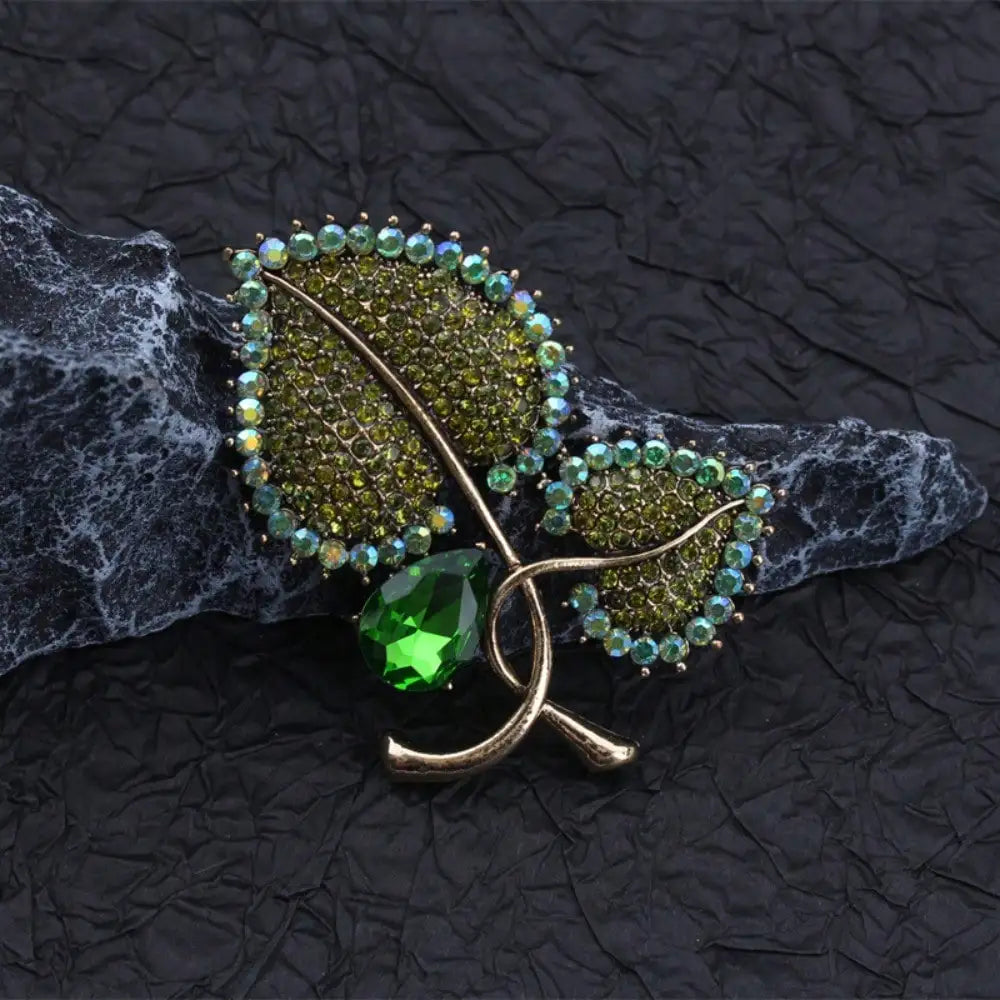 1pc Elegant Rhinestone Leaf Women's Brooch & Pin Jewelry - Retro Elegant, Unique Design, for Scarves/Wedding Parties, Ideal Gift