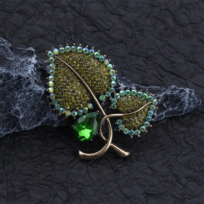 1pc Elegant Rhinestone Leaf Women's Brooch & Pin Jewelry - Retro Elegant, Unique Design, for Scarves/Wedding Parties, Ideal Gift