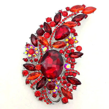 SKEDS Exaggerated Luxury Full Crystal Waterdrop Flower Brooch Pin For Women Men Shining Boutique Decoration Party Wedding Badges