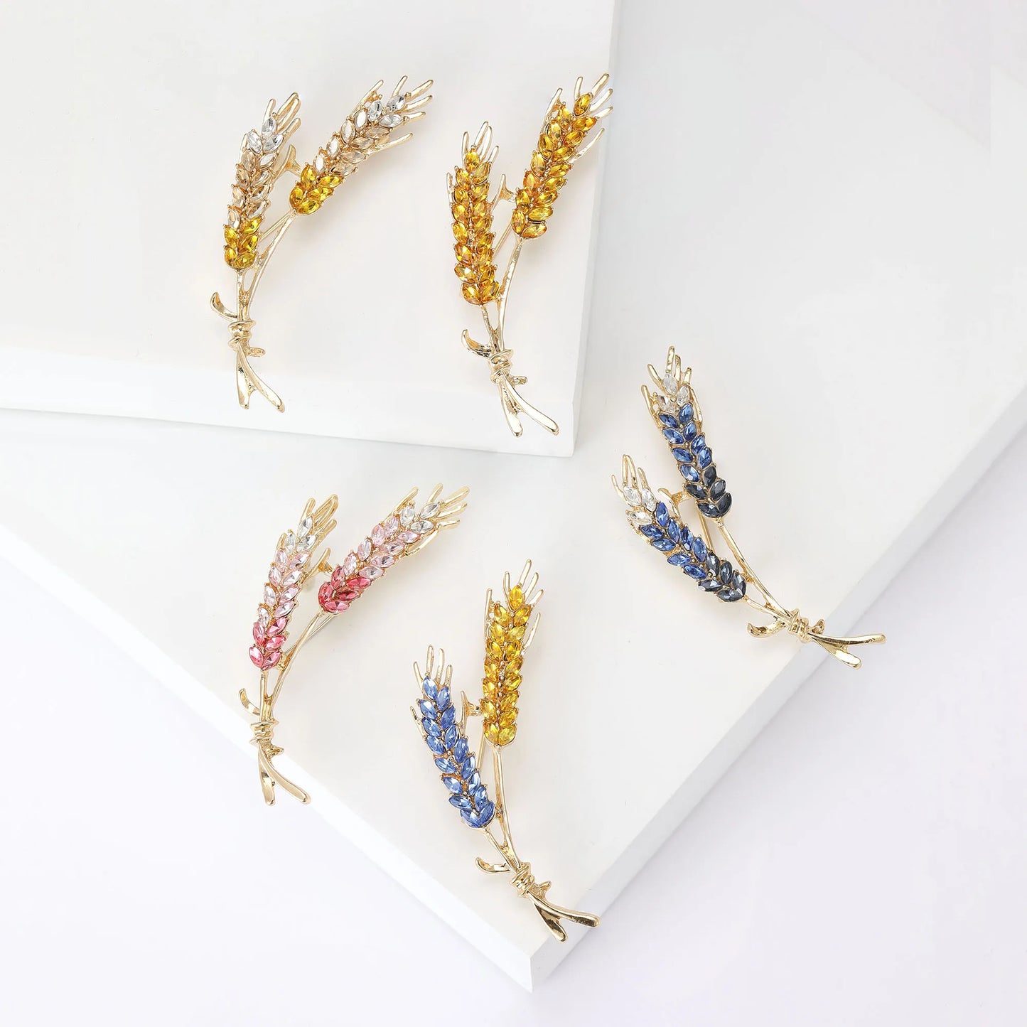 Rhinestone Wheat Ear Brooches for Women Unisex Enamel Wheat Plant Pins Banquet Party Backpack Gifts Jewelry Accessories