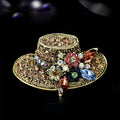 Luxury Rhinestone Sun Hat Brooches for Women Unisex Clothing Pins Necklace Event Party Backpack Fashion New Yea Gifts Decoration
