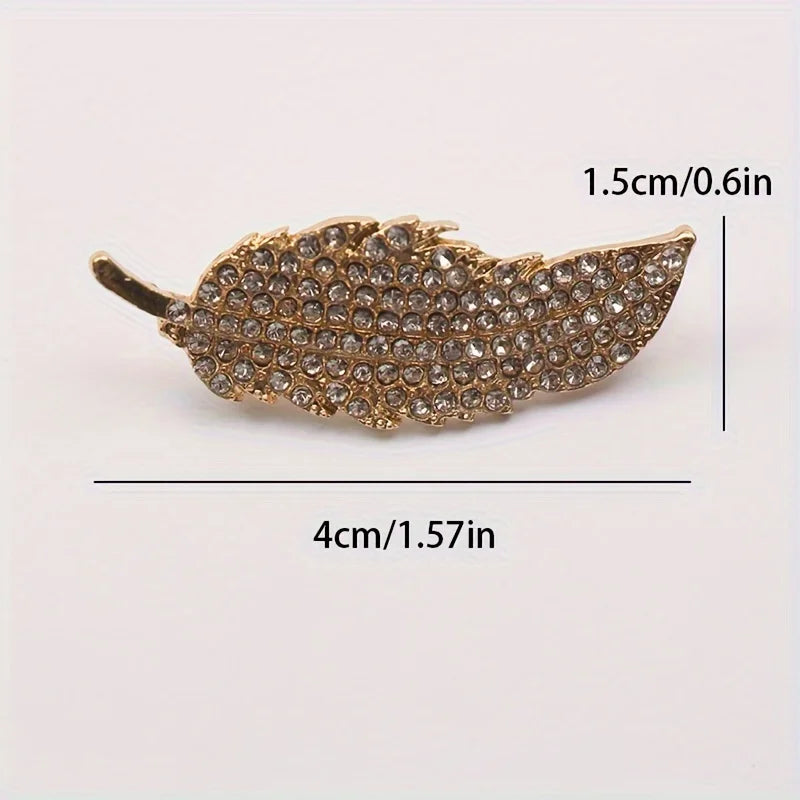 Women Girls Feather Rhinestone Brooches Jewelry Clothing Suit Pins Accessories