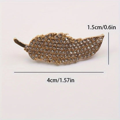 Women Girls Feather Rhinestone Brooches Jewelry Clothing Suit Pins Accessories