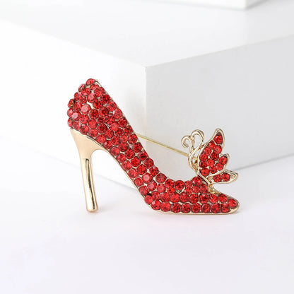 Elegant Rhinestone High-Heel Brooches for Women Unisex Decoration Pin Event Party Backpack New Fashion Gifts Clothes Accessories