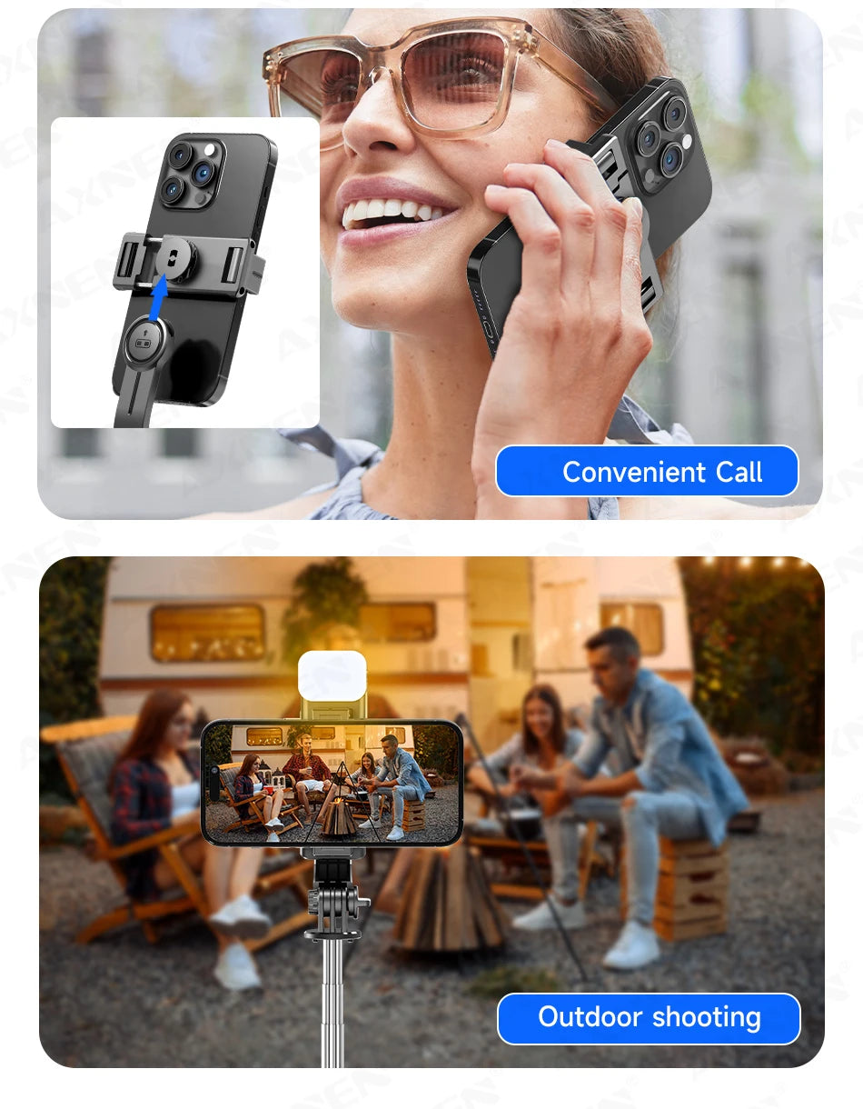 Bluetooth Selfie Stick Tripod Desktop Stand, Phone Holder, Wireless Remote Shutter, for iPhone Android, Option with Fill Light