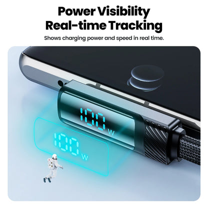 Toocki 90 Degree USB C Cable 6A Fast Charging Elbow Type C Cable for Huawei P40 Realme Samsung S20 Digital Display Data Cable