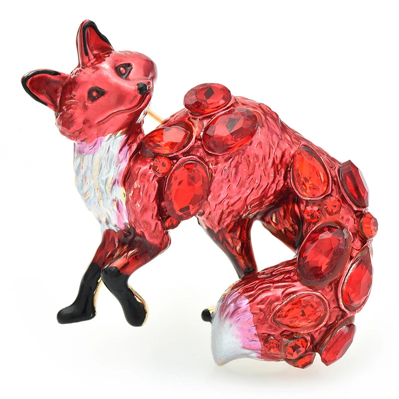 Wuli&baby Crystal Fox Brooches For Women Unisex Lovely Enamel 4-color Animal Party Casual Brooch Pins Gifts