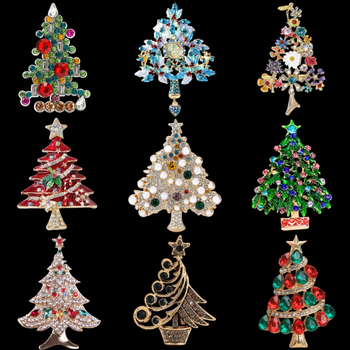 Baroque Luxury Christmas Tree Design Brooches and Pins for Men and Women, Jewelry, Fashion Accessories, and Party Gifts