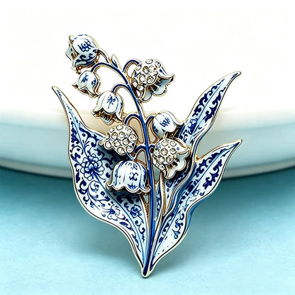 Wuli&baby Beautiful Lily Flowers Brooches For Women 2-color Enamel Rhinestone Plants Party Office Brooch Pins Gifts