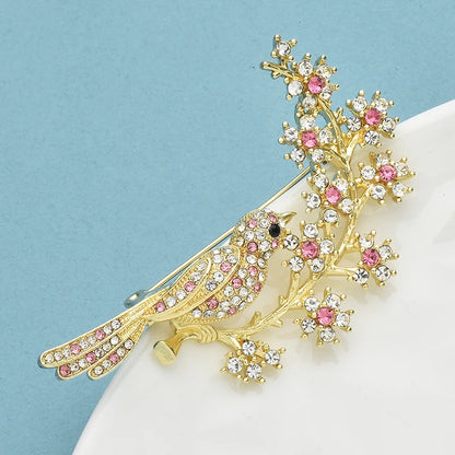 Wuli&baby Beautiful Flower And Bird Brooches For Women Unisex Rhinestone Animal Plants Party Office Brooch Pins Gifts