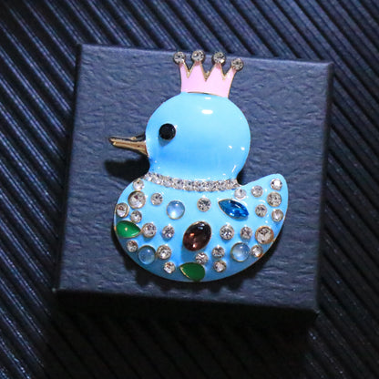 SKEDS Shiny Rhinestone Animal Duck Brooch High-End Unisex Colorful Crystal Lapel Pin New Trendy Style Festival Gift