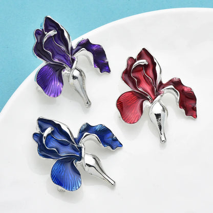 Wuli&baby Elegant Enamel Orchid Flower Brooches For Women Unisex 3-color Beautiful Plants Office Party Clothes Brooch Pins Gifts