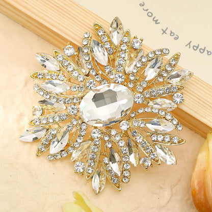 SKEDS Full Crystal Shining Boutique Flower Brooch Badges For Women Exaggerated Exquisite Decoration Pin Accessories