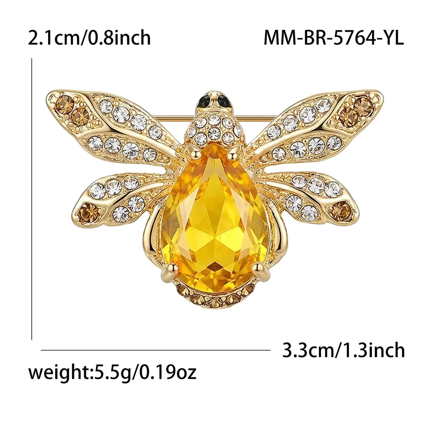Beaut&Berry Luxury Crystal Bee Brooches for Women Unisex Insect Pins Casual Party Jewelry Accessories Gifts Decoration