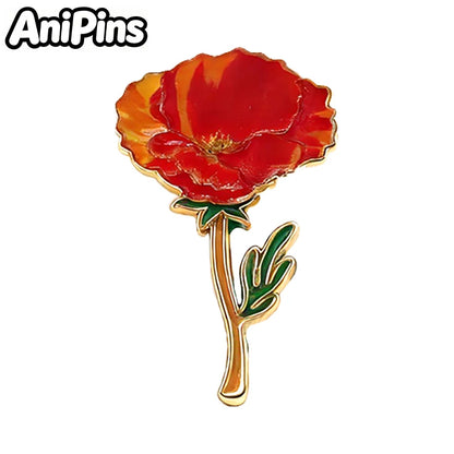AniPins Cute Flower Pins 7-design Enamel Orchid Lilac Flower Metal Brooch Pin On Backpack Clothes Lapel Badge Friends Gifts