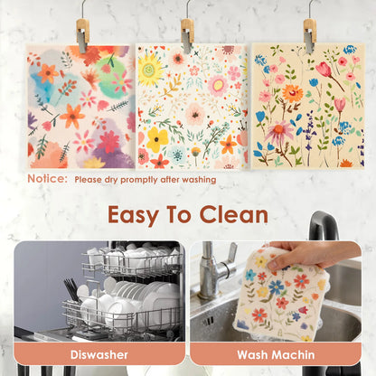 10Pcs Swedish Dishcloth High Water Absorbency Quick Drying Dish Rag Kitchen Cleaning Cloths Dish Towels Wet Dry Dishcloths