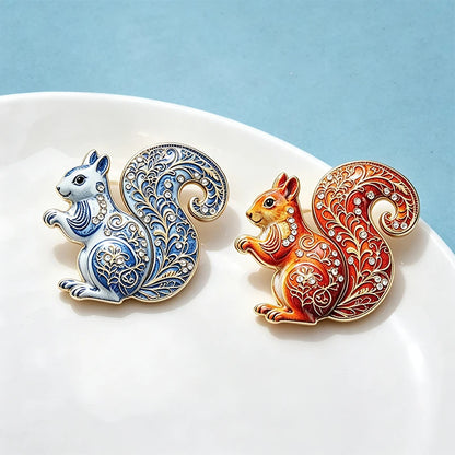 Wuli&baby Cute Squirrel Animal Brooches For Women Unisex 2-color Naughty Animal Party Casual Brooch Pin Gifts