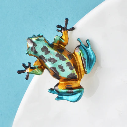 Wuli&baby Cute Enamel Frog Brooches For Women Unisex Vintage Animal Party Casual Clothes Brooch Pins Gifts