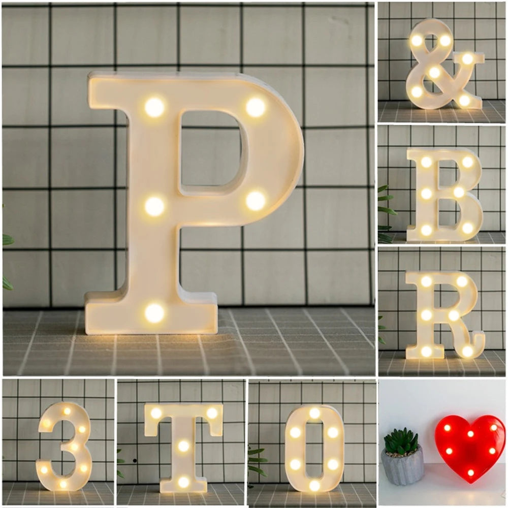 Alphabet LED Night Lights Luminous Number Letter Lamp 16cm Letter Light for Home Wedding Birthday Christmas Party Decoration