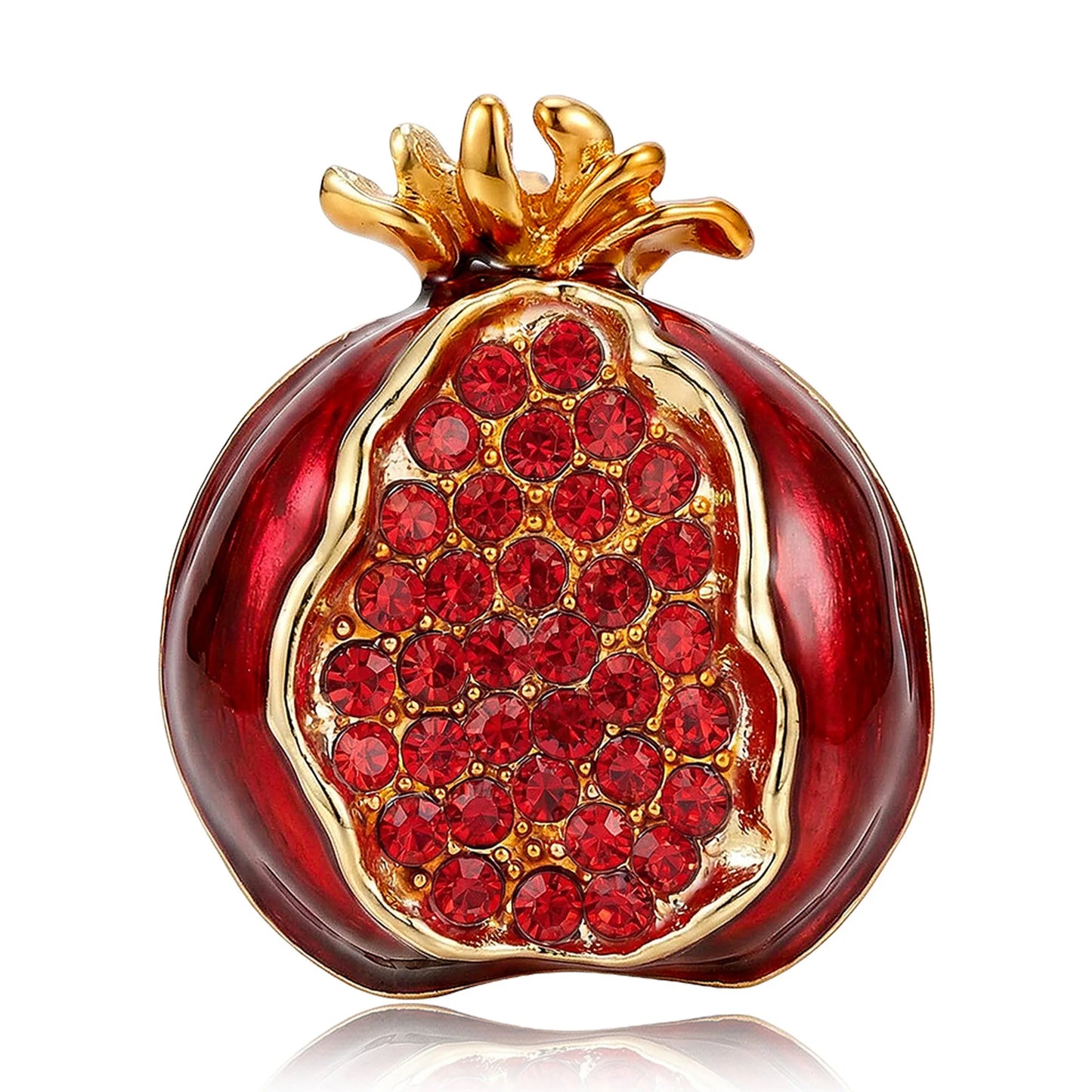 Beaut&Berry Luxury Enamel Pomegranate Brooches for Women Unisex Fruit Pins Casual Party Jewelry Accessories Gifts Decoration