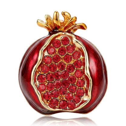 Beaut&Berry Luxury Enamel Pomegranate Brooches for Women Unisex Fruit Pins Casual Party Jewelry Accessories Gifts Decoration