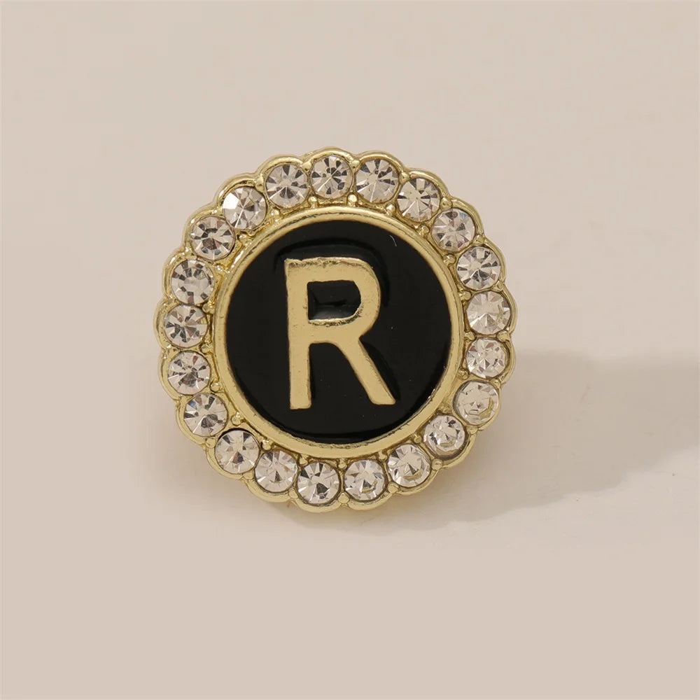26 English Initials A-Z Brooches Classic Full Around Crystal Golden Alphabet Pins For Women Men Girls Clothes Bag Jewelry Gift