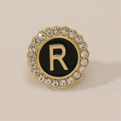 26 English Initials A-Z Brooches Classic Full Around Crystal Golden Alphabet Pins For Women Men Girls Clothes Bag Jewelry Gift