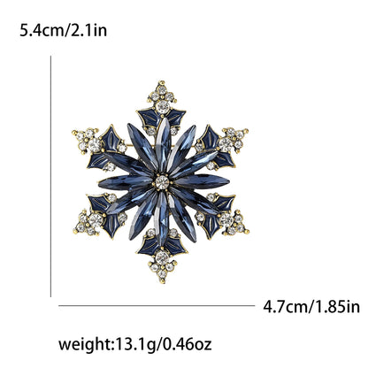 Christmas Rhinestone Snowflake Brooches for Women Unisex Pearl Flower Pins Office Party Friend Gifts Jewelry Accessories