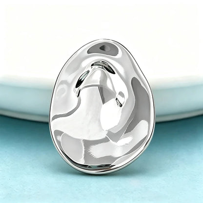 Wuli&baby Stainless Steel Oval Brooches For Women Men 2-color Geometric Round Office Casual Brooch Pins Gifts