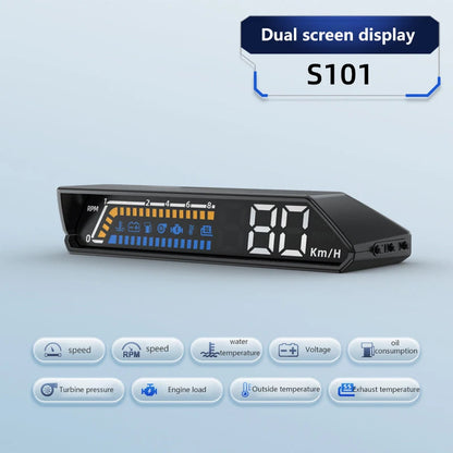 Dual Screen Car Speedometer Digital HUD ODB Driving Speedometer Windshield Projector Voltage Head Up Display For Truck Vehicles