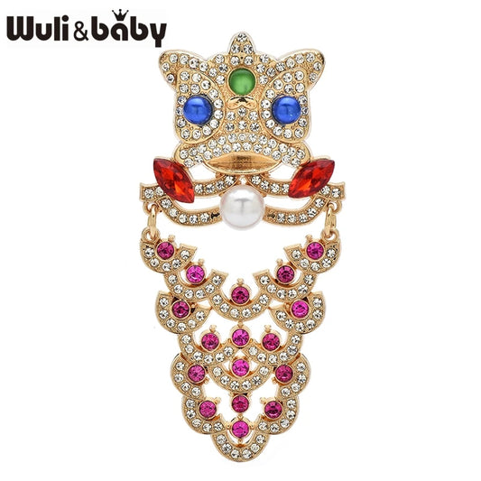 Wuli&baby Lovely Cool Lion Brooches For Women Unisex Rhinestone Lucky Animal Party Office Brooch Pins Gifts
