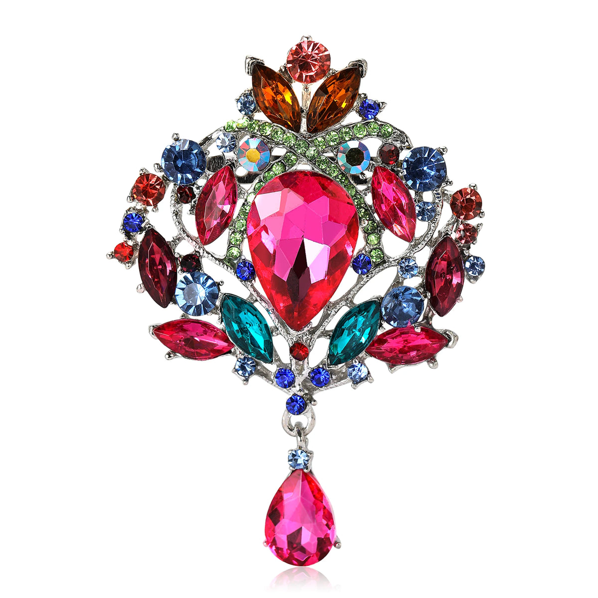 Beaut&Berry Rhinestone Luxury Brooches for Women Unisex Crystal Glass Pendant Pins Office Party Friend Gifts Jewelry Accessories