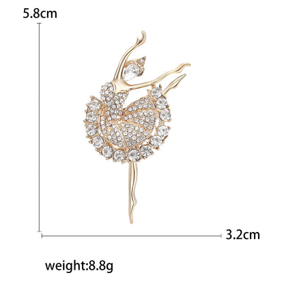 Rhinestone Ballerina Brooches for Women Acrylic Elf Pins Pearl Girls Accessories Office Party Friend Gifts