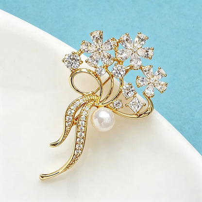 Wuli&baby Crystal Bouquet Flowers Brooches Pins For Women Lady Charming Plants Office Party Brooch Pin Fashion Jewelry Gifts