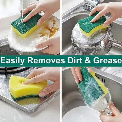 5PCS Kitchen Sponges Dual-Sided Scrub Pads Super Absorbent Dish Towel Scratch Resistant Scrubbing Sponge Highly Absorbent
