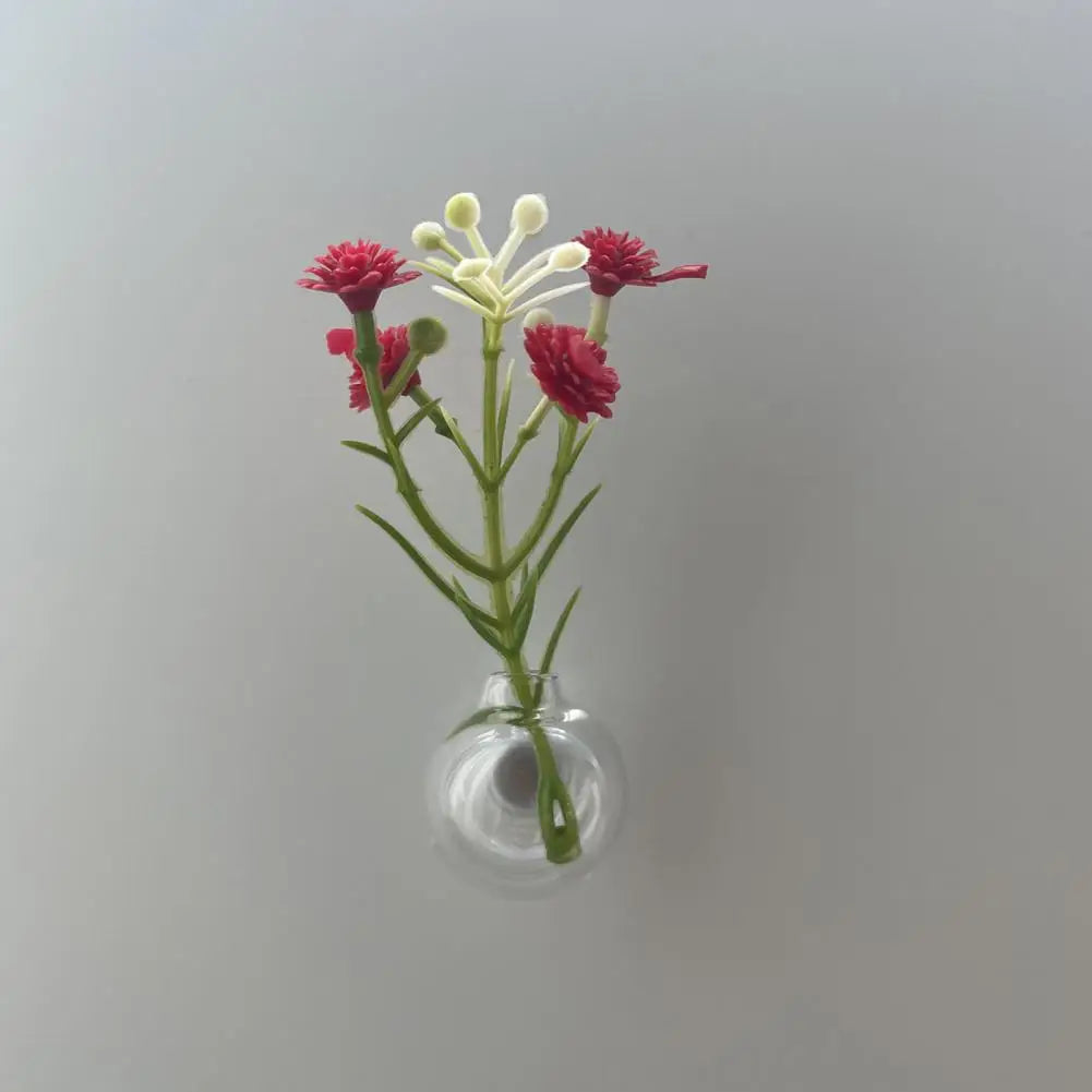 Mini Vase Magnets for Fridge Cute Tiny Magnetic Glass Vases Refrigerator Small Plant Pot for Locker Office Kitchen Decoration
